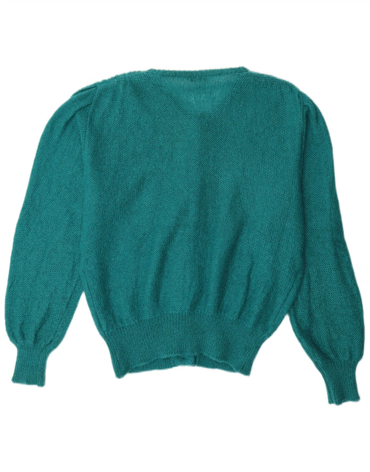 VINTAGE Womens Cardigan Sweater UK 14 Large Green Mohair