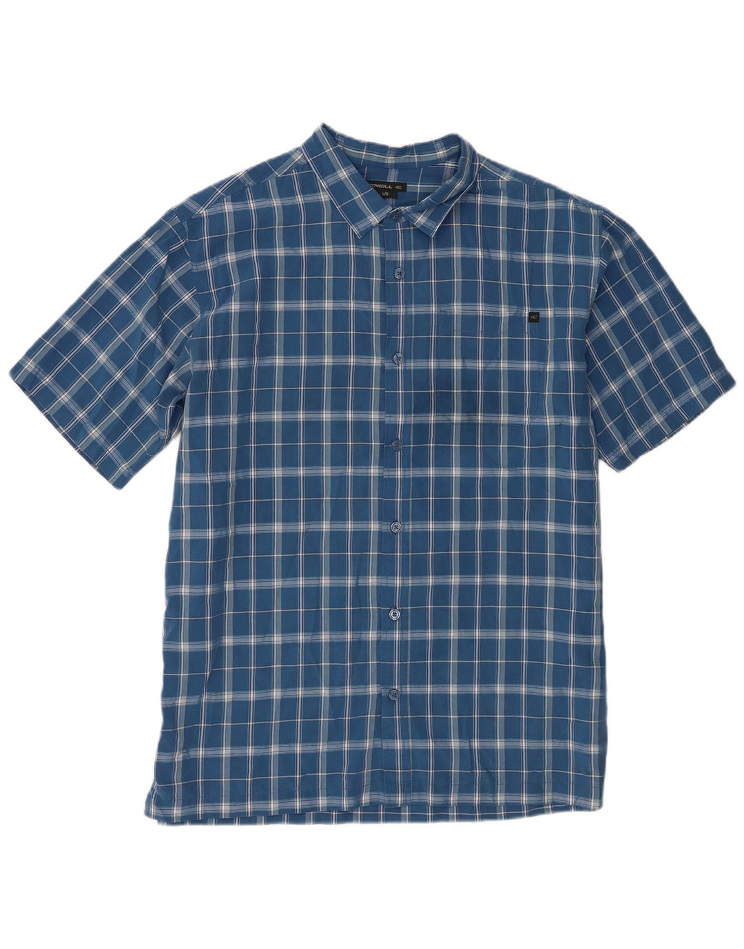 O'Neill Mens Short Sleeve Shirt Large Blue Check Rayon