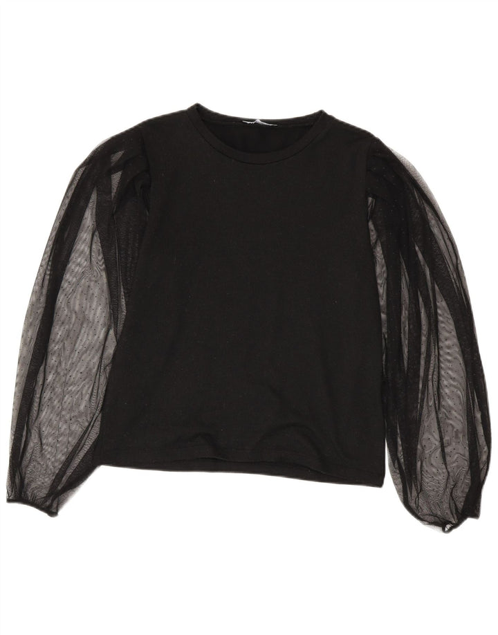 Zara Womens Long Sleeve Blouse Top UK 10 Small Black