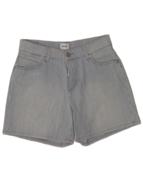 Mustang Womens Casual Shorts W27 Small Blue Pinstripe Cotton