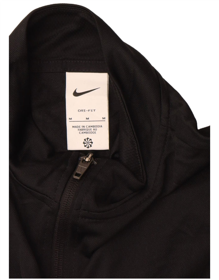 Nike Womens Dri Fit Tracksuit Top Jacket UK 14 Medium Black Polyester