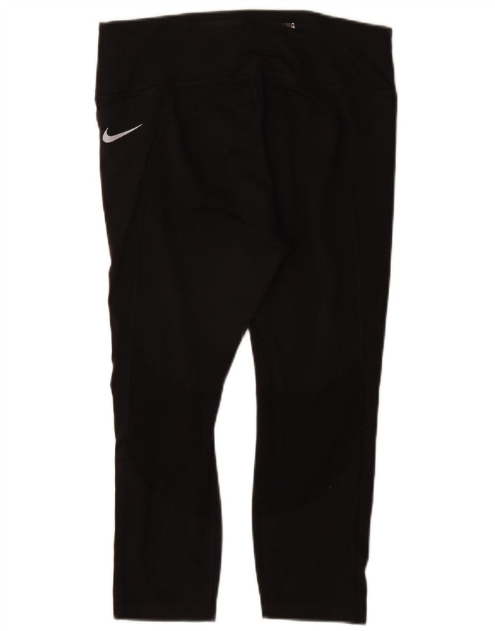 NIKE Womens Dri Fit Capri Leggings UK 14 Large Black Polyester