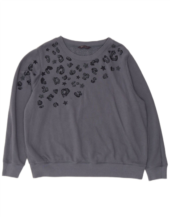Marks & Spencer Womens Abstract Pattern Sweatshirt Jumper UK 18 XL Grey