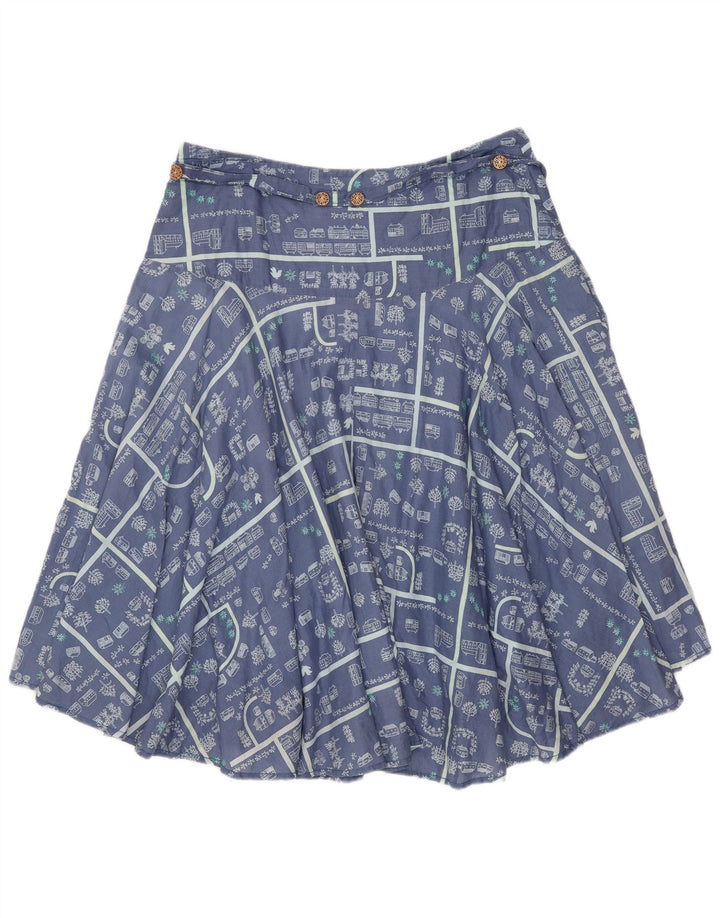 White Stuff Womens Graphic A-Line Skirt UK 12 Medium W30 Blue Cotton