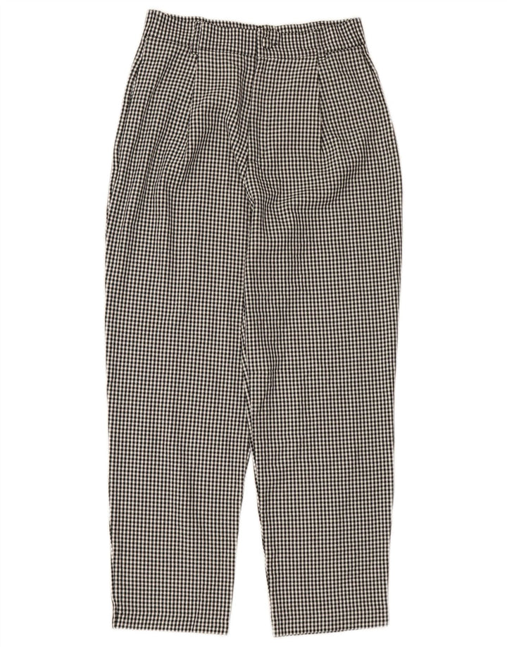 ZARA Womens Pegged Chino Trousers Small W26 L26 Grey Gingham Polyester