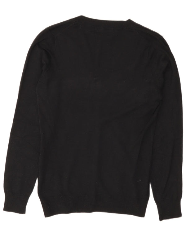 Zara Womens V-Neck Jumper Sweater UK 12 Medium Black Viscose