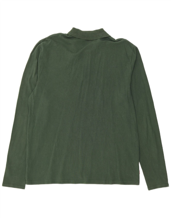 LEVI'S Mens Long Sleeve Polo Shirt Large Green Cotton