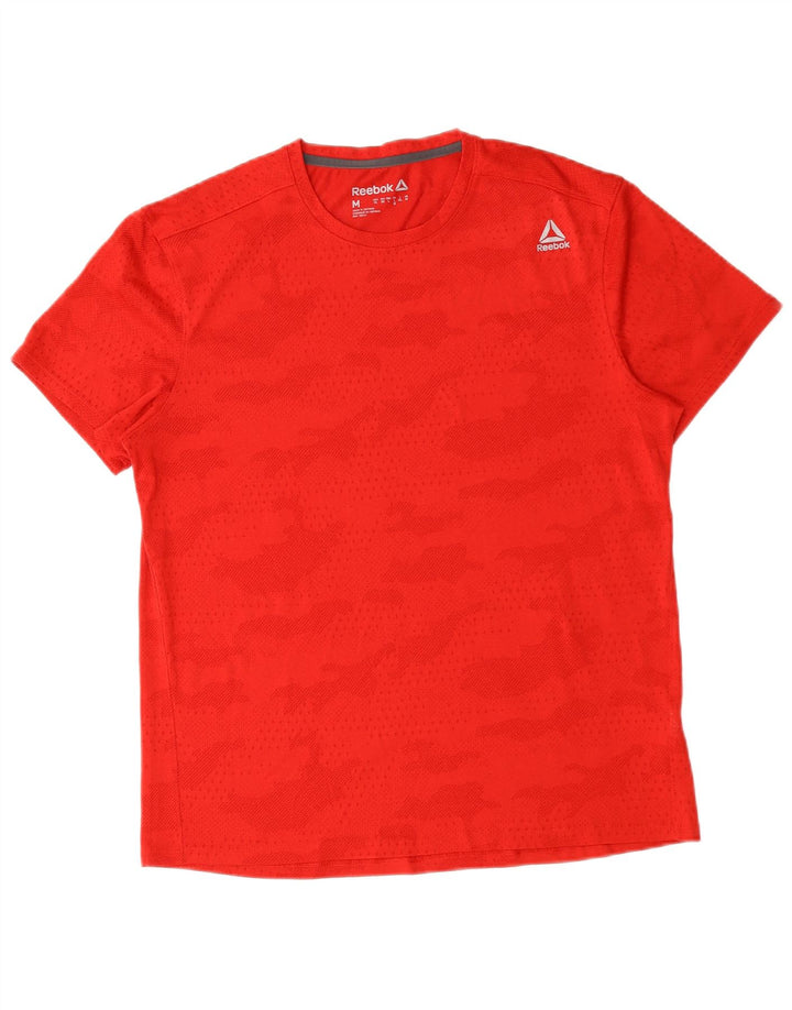 Reebok Mens T-Shirt Top Medium Red Camouflage Polyester