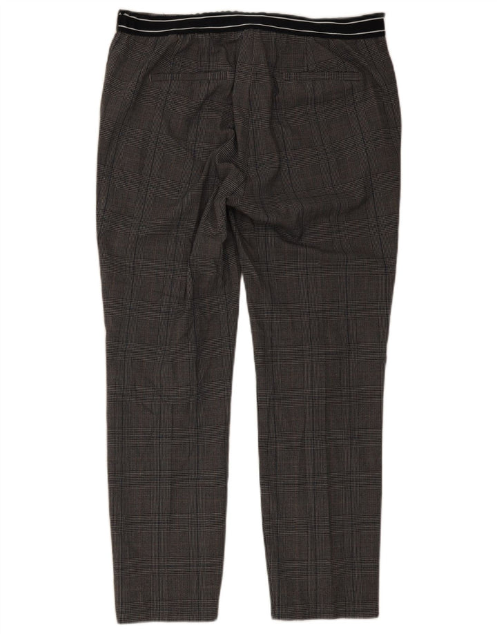 Zara Womens Slim Chino Trousers XL W32 L27 Grey Check Polyester
