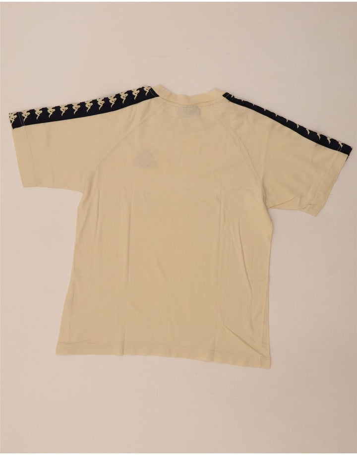 KAPPA Mens Graphic T-Shirt Top Small Beige Colourblock Cotton