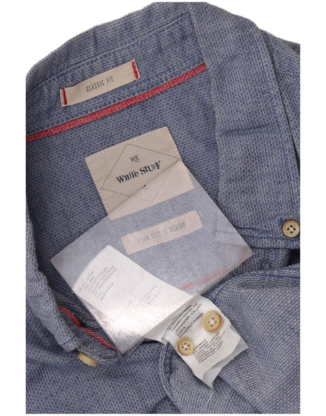 WHITE STUFF Mens Classic Fit Shirt Medium Blue Cotton