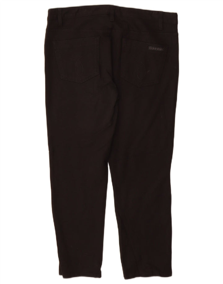 CALVIN KLEIN Womens Slim Casual Trousers US 12 Large W30 L26 Black Viscose