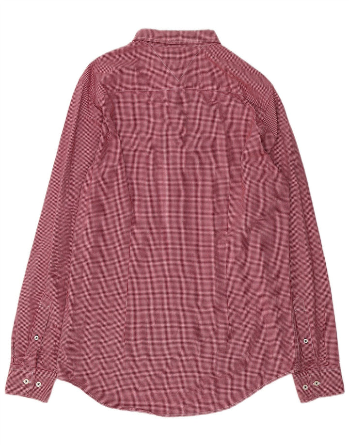 TOMMY HILFIGER Mens Slim Fit Shirt Large Red Check Cotton