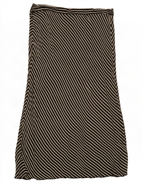 Luisa Spagnoli Womens High Waist Midi Skirt IT 46 Large W30 Black Pinstripe