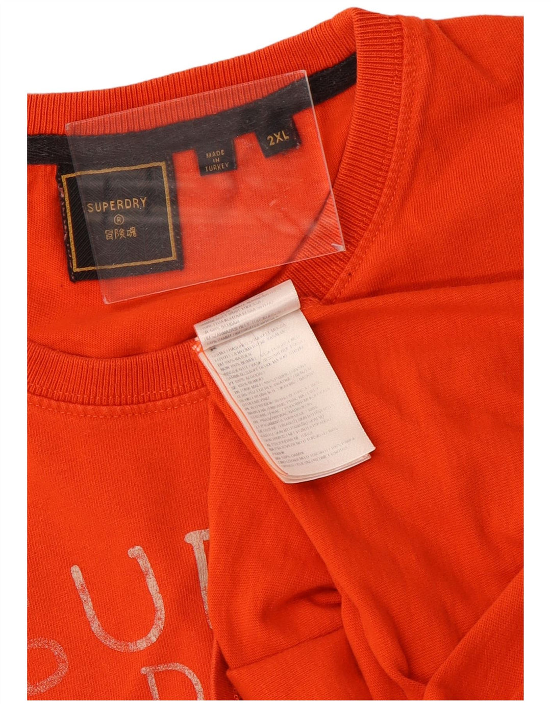 Superdry Mens Graphic T-Shirt Top 2XL Orange Cotton