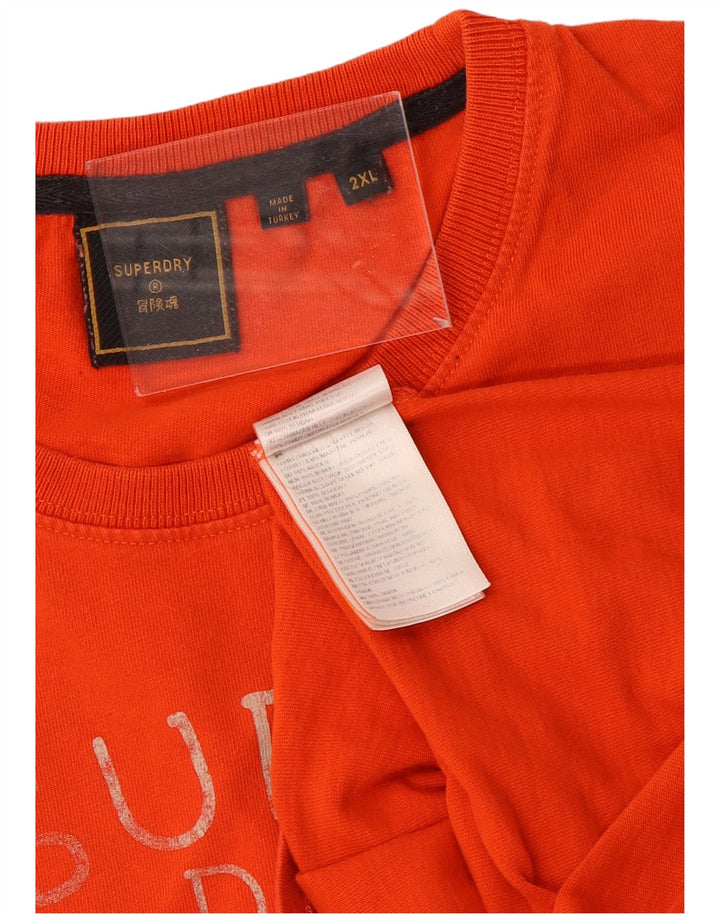 Superdry Mens Graphic T-Shirt Top 2XL Orange Cotton