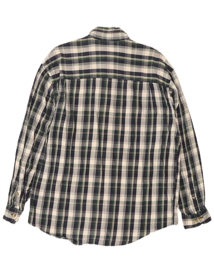 Eddie Bauer Mens Flannel Shirt Medium Navy Blue Check Cotton