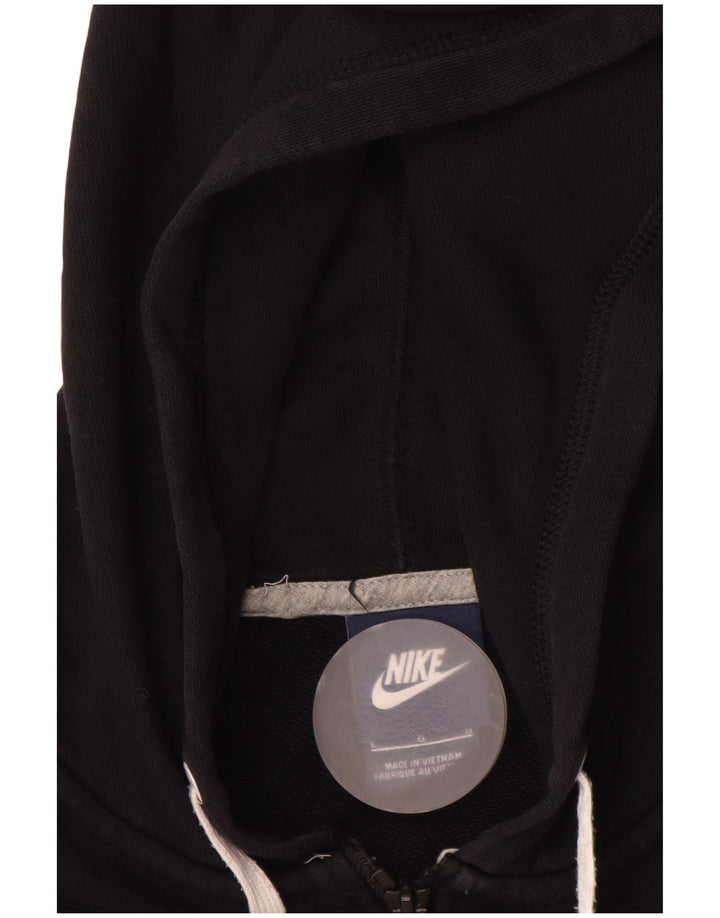 NIKE Womens Zip Hoodie Sweater UK 16 Large Black Cotton