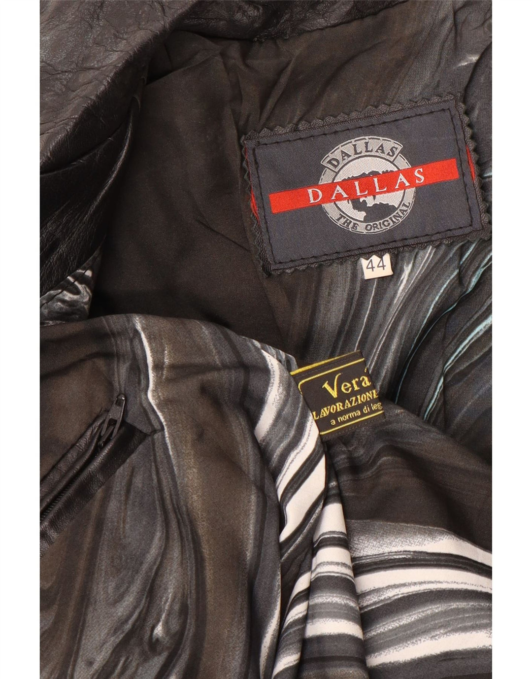 DALLAS Womens Zip Leather Jacket IT 44 Medium Black Leather