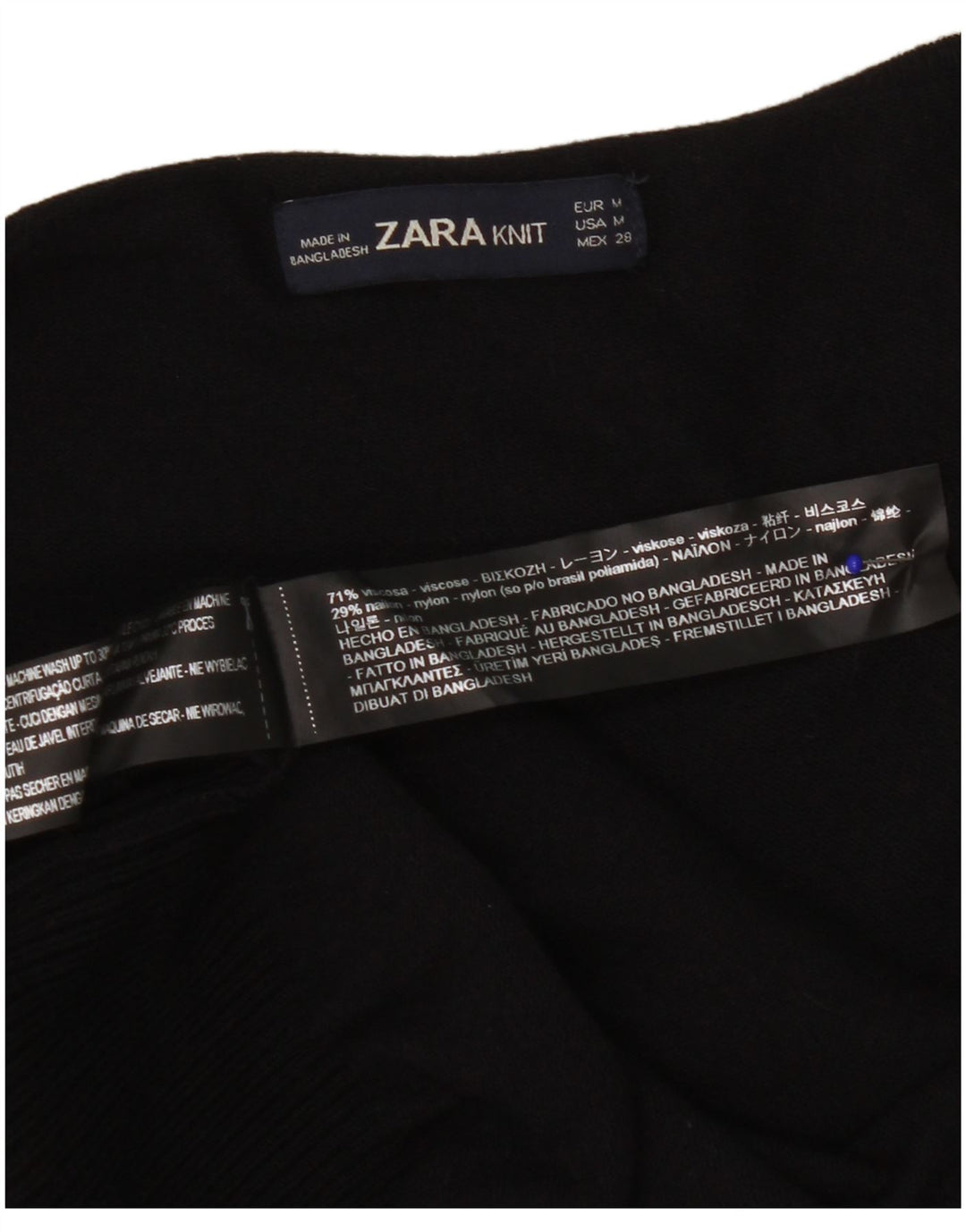 Zara Womens Open Cardigan Sweater UK 14 Medium Black Viscose