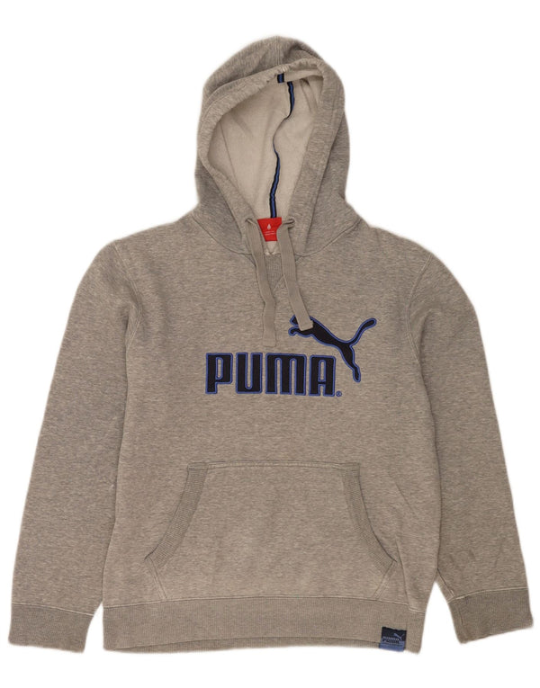 Puma Mens Graphic Hoodie Jumper Small Grey Flecked