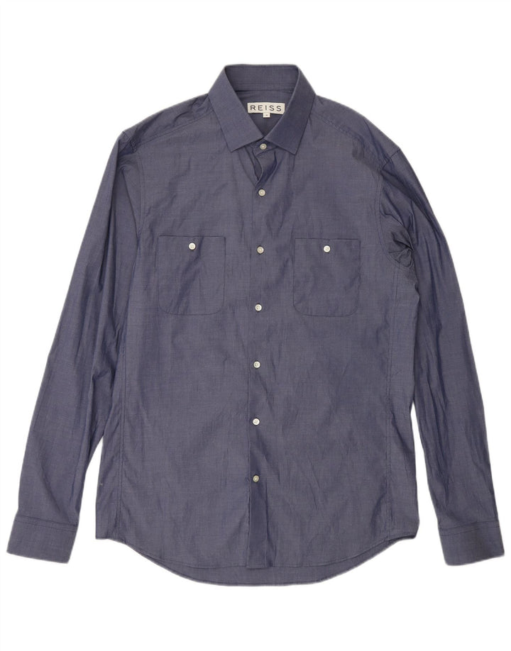 Reiss Mens Shirt Medium Navy Blue Cotton