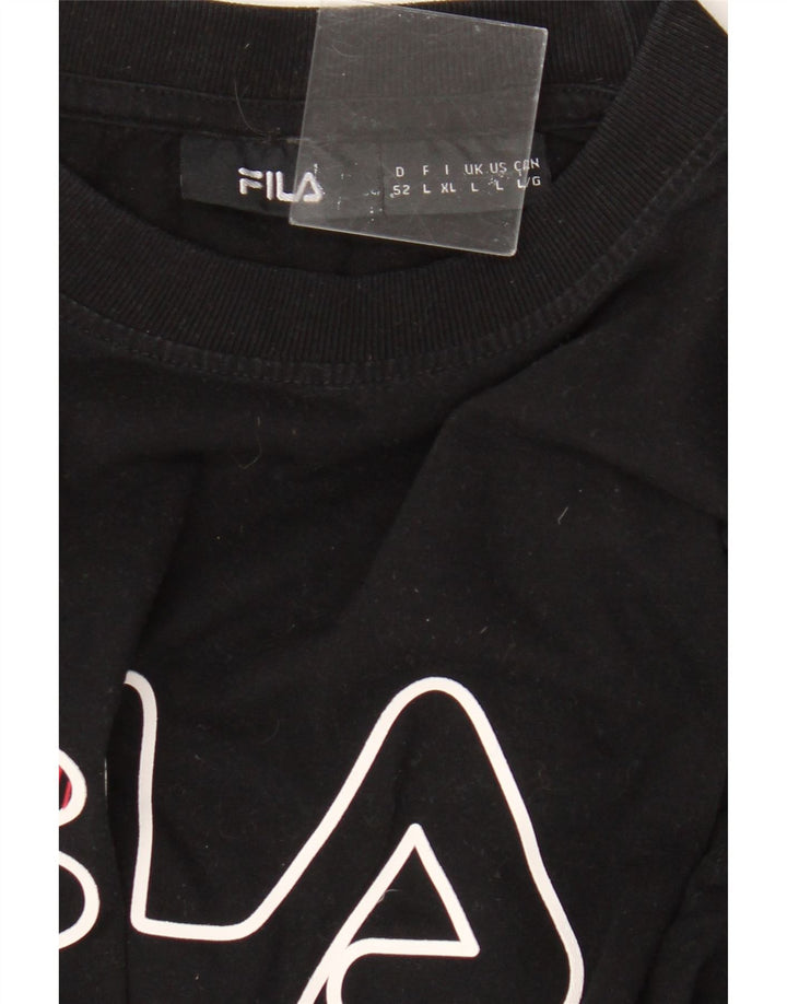 Fila Mens Graphic T-Shirt Top Large Black