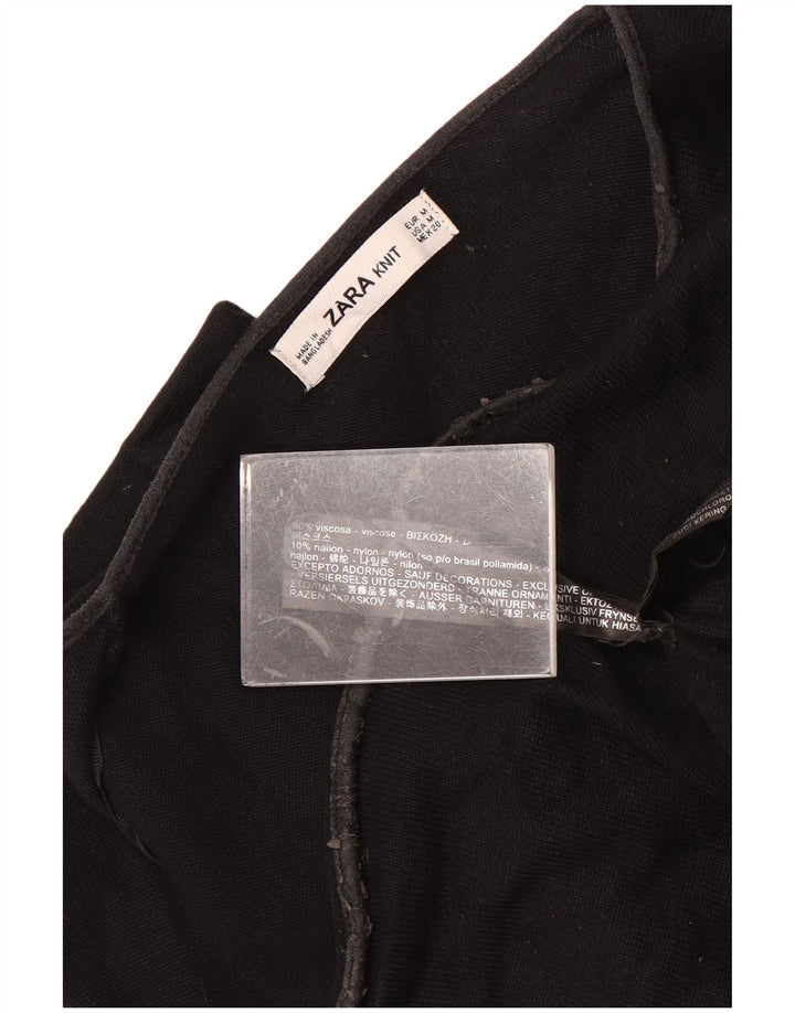 Zara Womens Oversized Cardigan Sweater UK 14 Medium Black Viscose