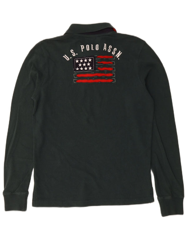 U.S. Polo Assn. Mens Graphic Long Sleeve Shirt Small Green Cotton