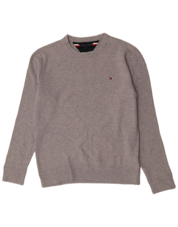 Tommy Hilfiger Mens Crew Neck Jumper Sweater Large Grey Cotton