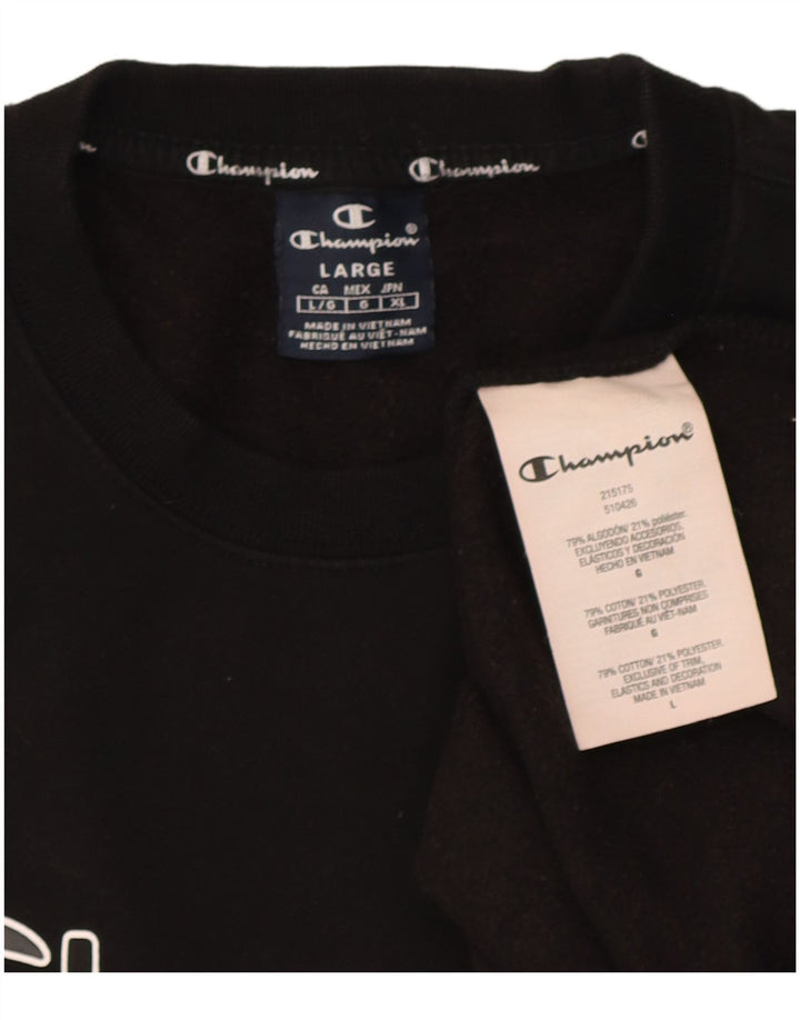 Champion Mens Graphic Sweatshirt Jumper Large Black Cotton