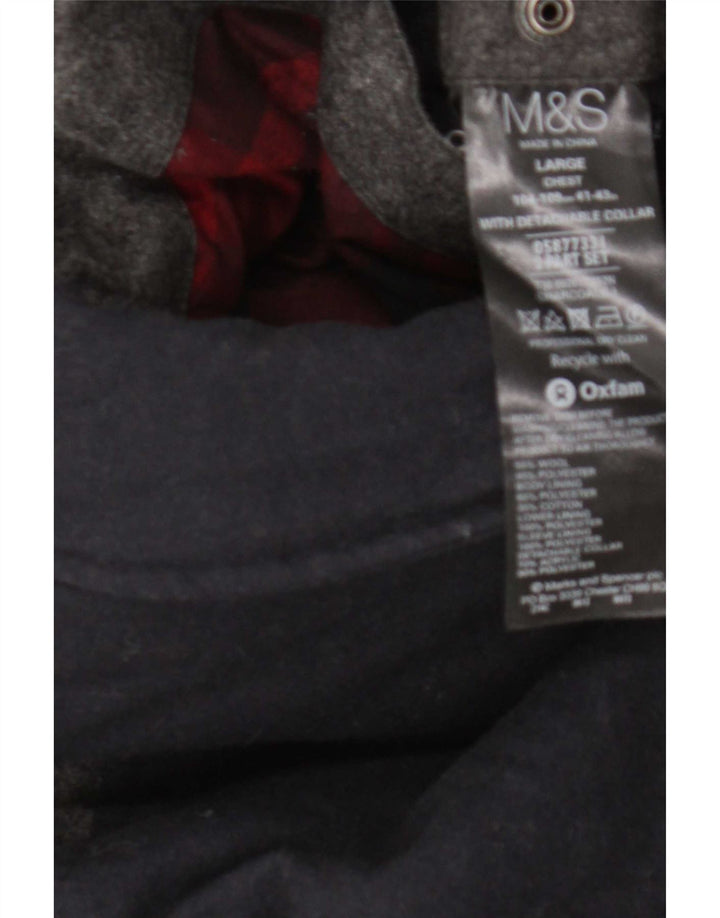 Marks & Spencer Mens Padded Jacket UK 41 Large Grey Colourblock Wool