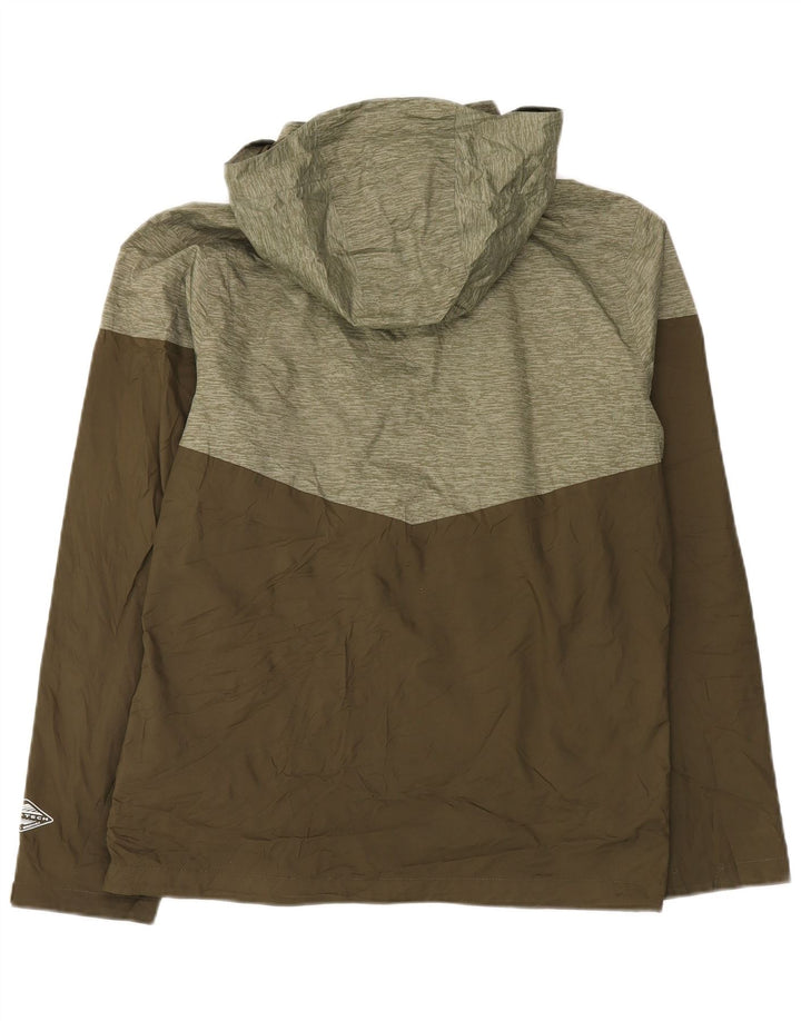 Columbia Mens Hooded Rain Jacket UK 38 Medium Khaki Colourblock Polyester