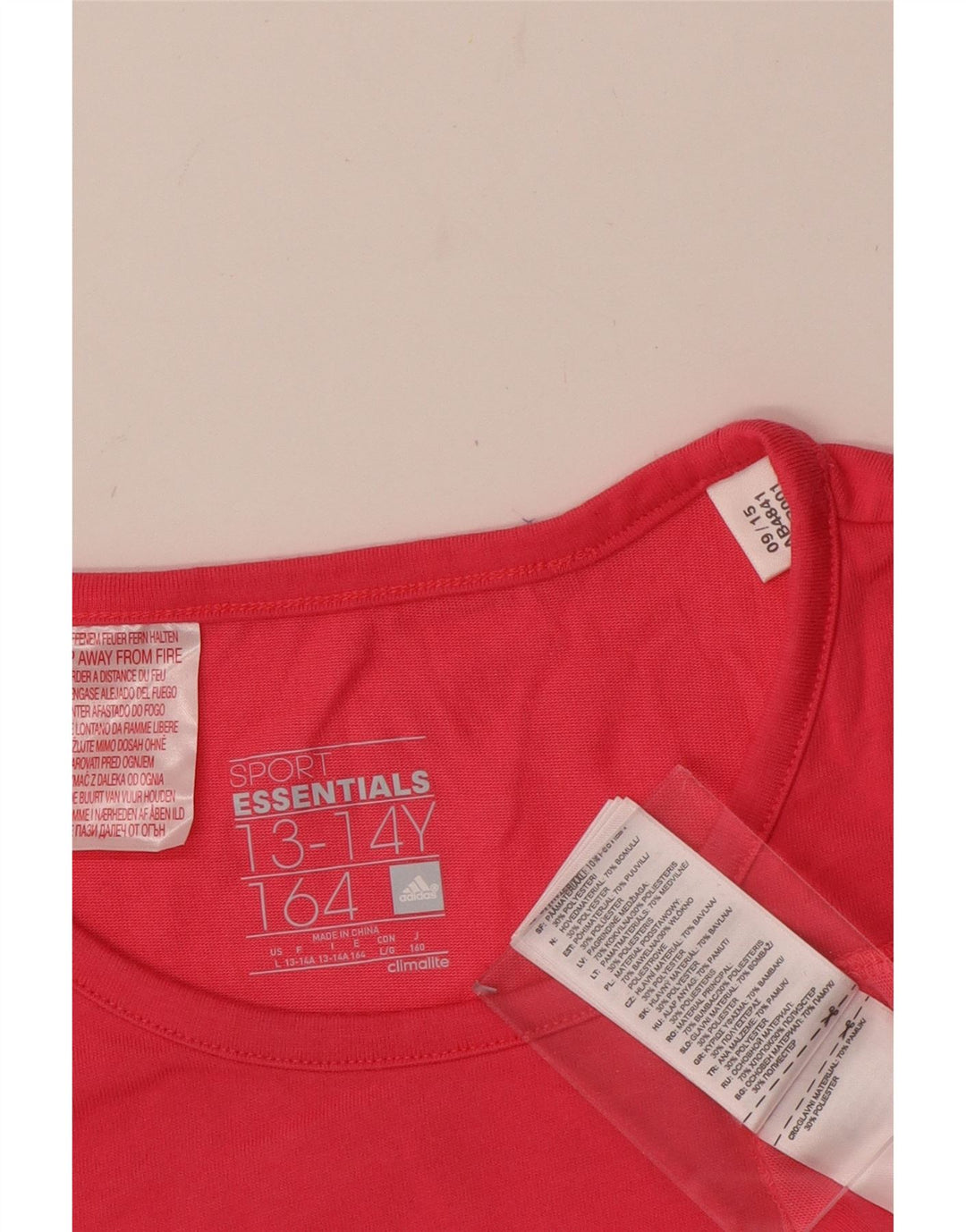 ADIDAS Girls Climalite Graphic T-Shirt Top 13-14 Years Pink Cotton