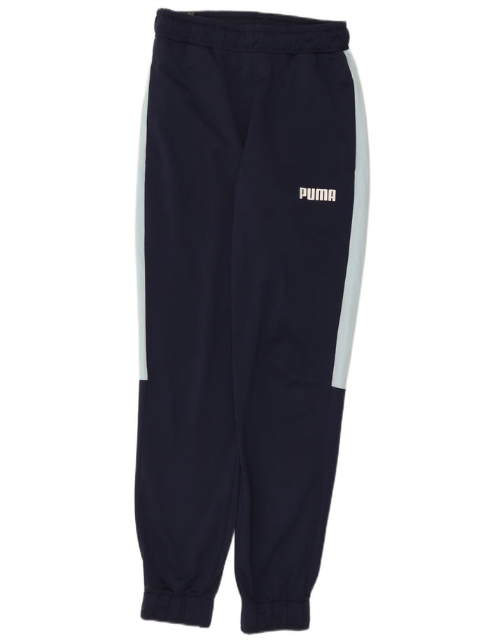 Puma Mens Tracksuit Trousers Joggers Small Navy Blue Colourblock Polyester