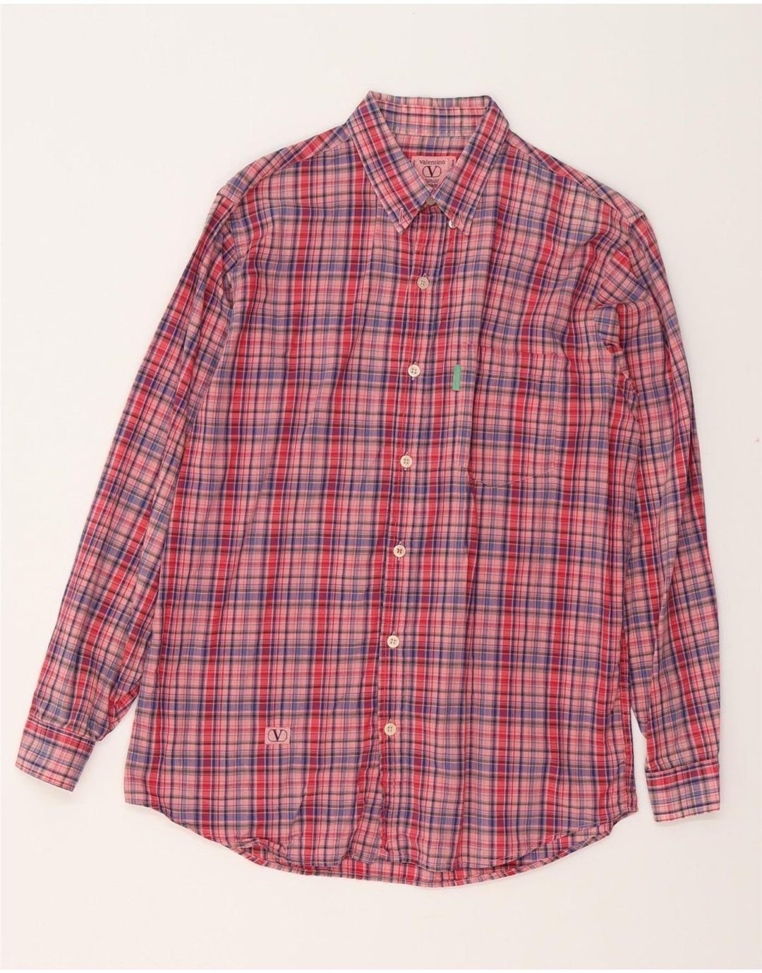 Valentino Boys Shirt 15-16 Years XL Pink Check Cotton