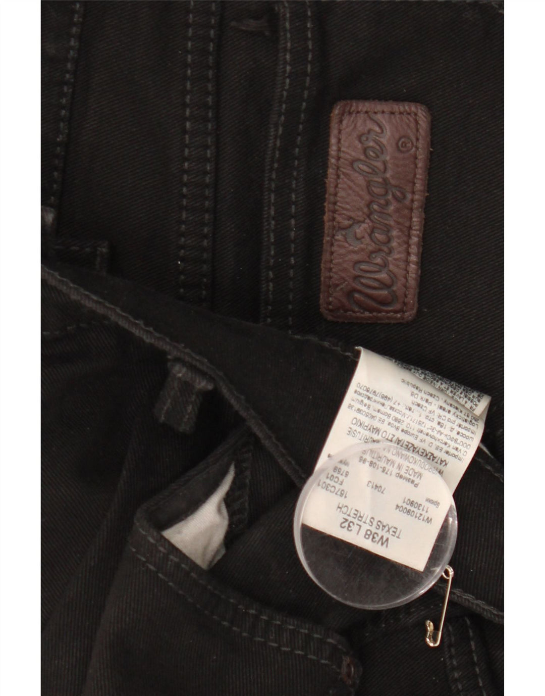 WRANGLER Mens Texas Stretch Straight Jeans W38 L32 Black Cotton