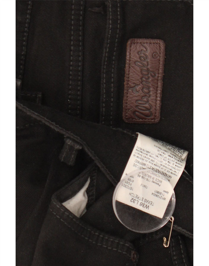 WRANGLER Mens Texas Stretch Straight Jeans W38 L32 Black Cotton