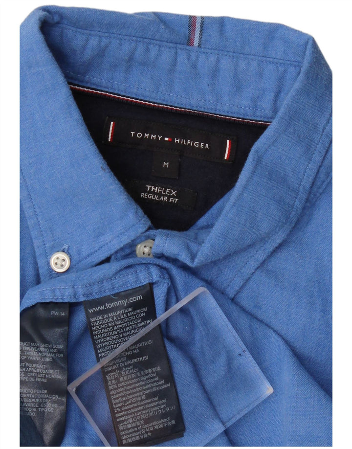 TOMMY HILFIGER Mens Regular Fit Shirt Medium Blue Cotton