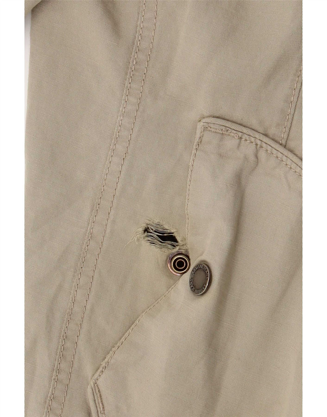 Armani Jeans Mens Hooded Bomber Jacket EU 50 Medium Beige Cotton