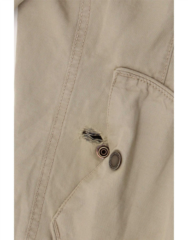 Armani Jeans Mens Hooded Bomber Jacket EU 50 Medium Beige Cotton