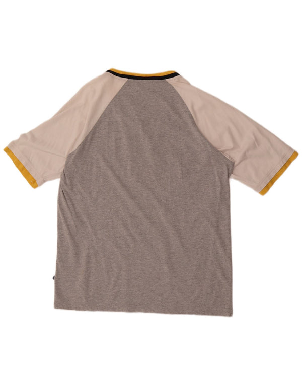 Asics Mens Graphic T-Shirt Top Large Grey Colourblock