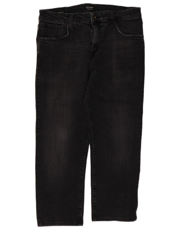 Superdry Mens Cropped Jeans W34 L24 Black Cotton