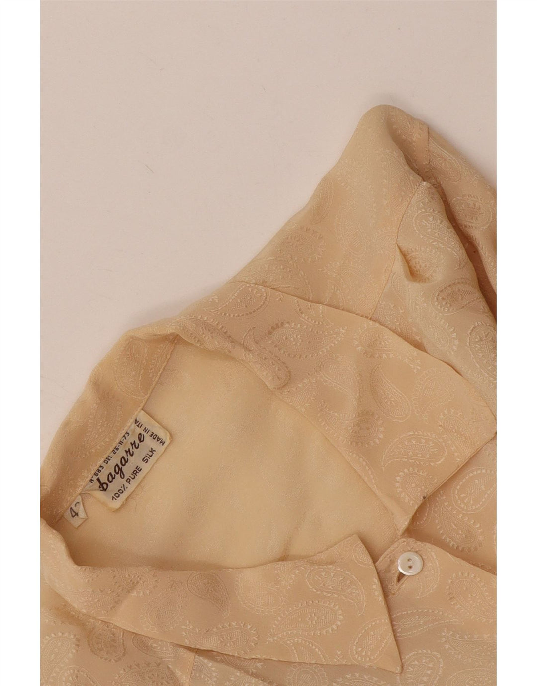 Vintage Womens Shirt Blouse IT 42 Medium Beige Silk