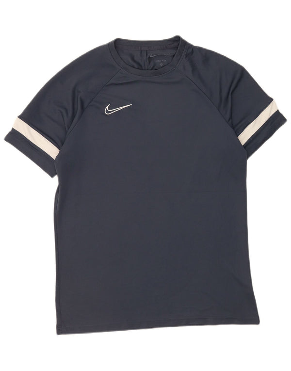 Nike Mens Dri Fit T-Shirt Top Large Navy Blue Colourblock Polyester