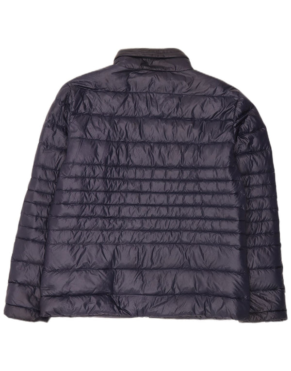 Crew Clothing Mens Hooded Padded Jacket UK 42 XL Navy Blue Nylon