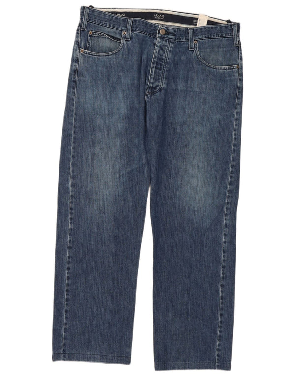 Armani Mens Straight Jeans W38 L31 Blue Cotton