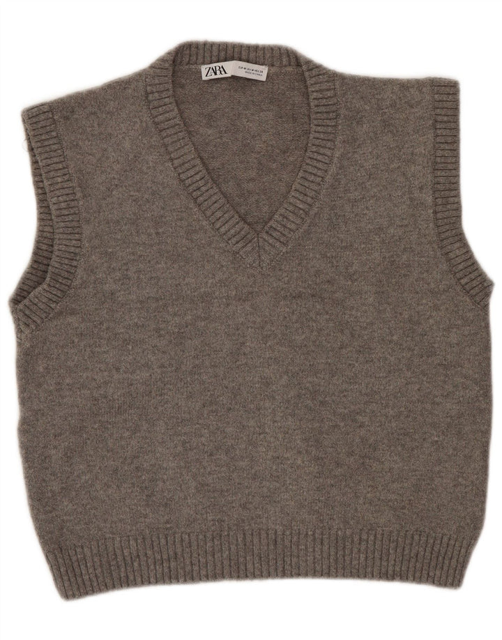 Zara Womens Vest Tank Top UK 12 Medium Grey Wool