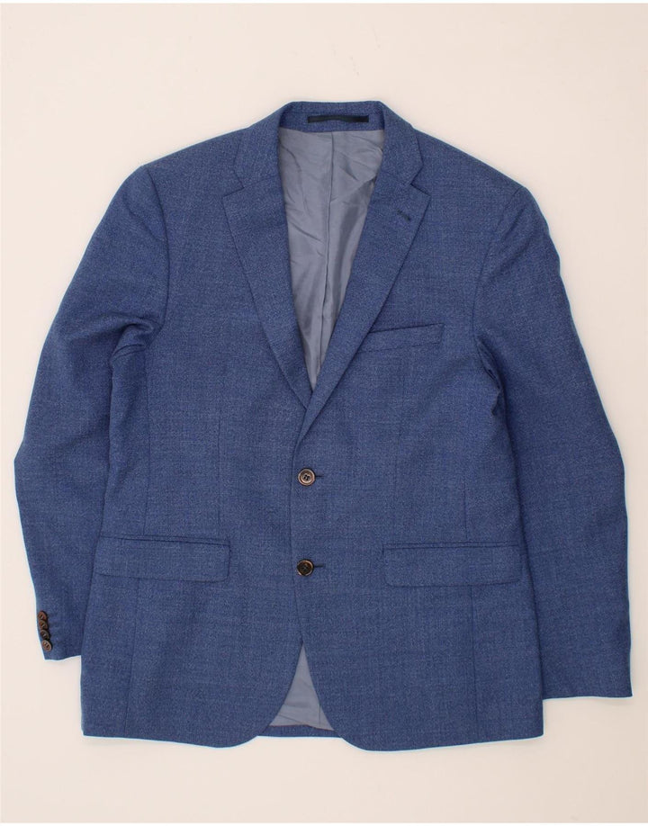 MASSIMO PASCALI Mens 2 Button Blazer Jacket IT 48 Medium Blue New Wool Vintage Massimo Pascali and Second-Hand Massimo Pascali from Messina Hembry 