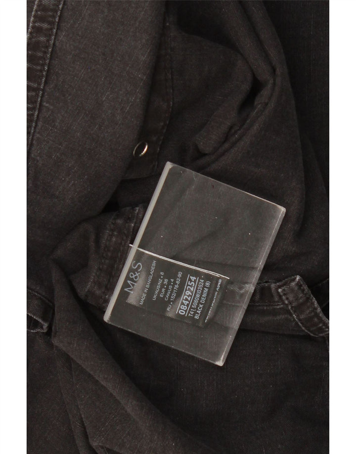 MARKS & SPENCER Womens Denim Shirt UK 8 Small Black Cotton